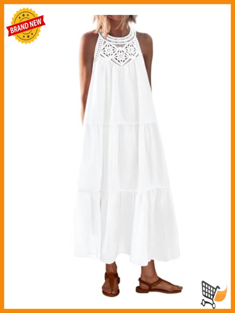 Halter Summer Dress Hollow Out Sleeveless Boho Maxi Dress